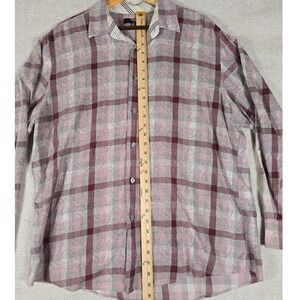 MURANO Liquid Luxury Mens XL Long Sleeve Button Down Shirt Plaid Paisley‎